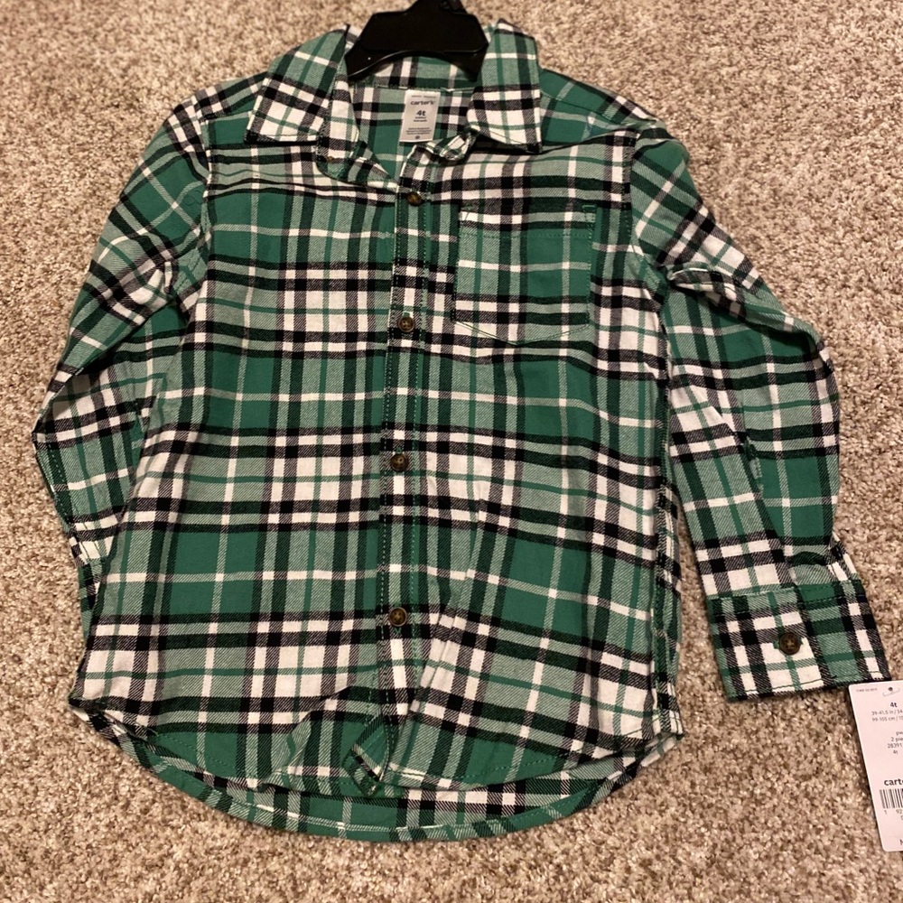 Green and Black Button Down Shirt